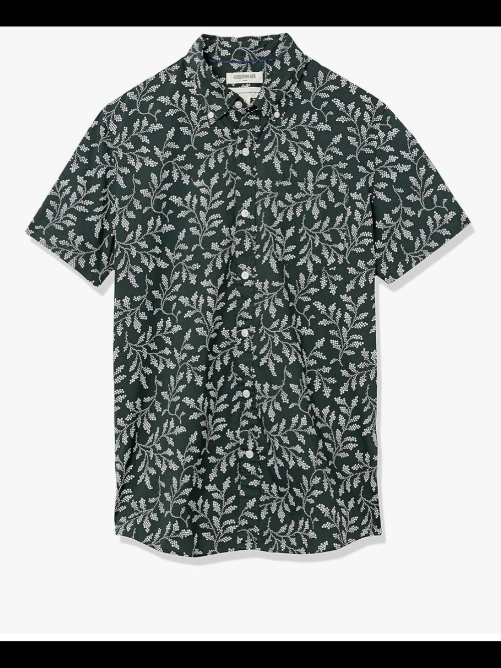 Goodthreads Green Leaf Print Short-Sleeve Button-Down Shirt